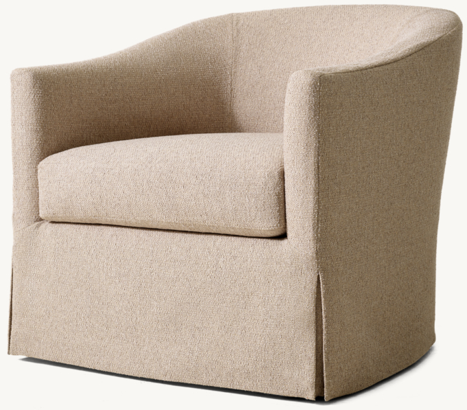 Oliver Slipcovered Barrelback Slope Arm Swivel Chair