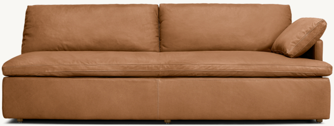 Shown in Italian Cavallino Chestnut. Cushion configuration varies by frame size.