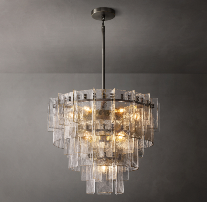 Lattice Clear Glass Tiered Round Chandelier 36\"