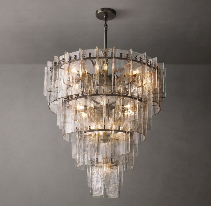 Lattice Clear Glass Tiered Round Chandelier 47\"