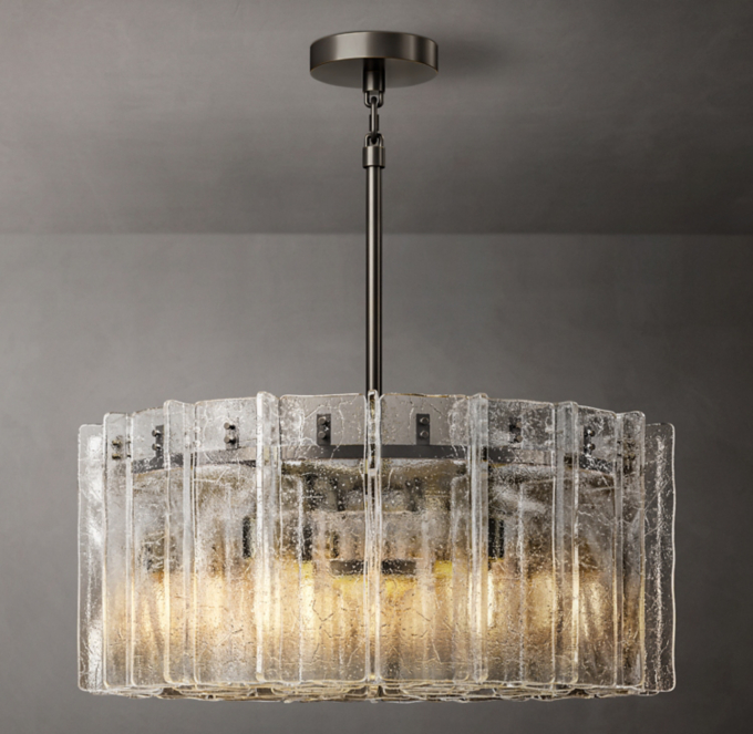 Lattice Clear Glass Round Chandelier 37\"