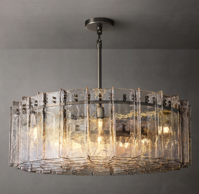 Lattice Clear Glass Round Chandelier 48\"