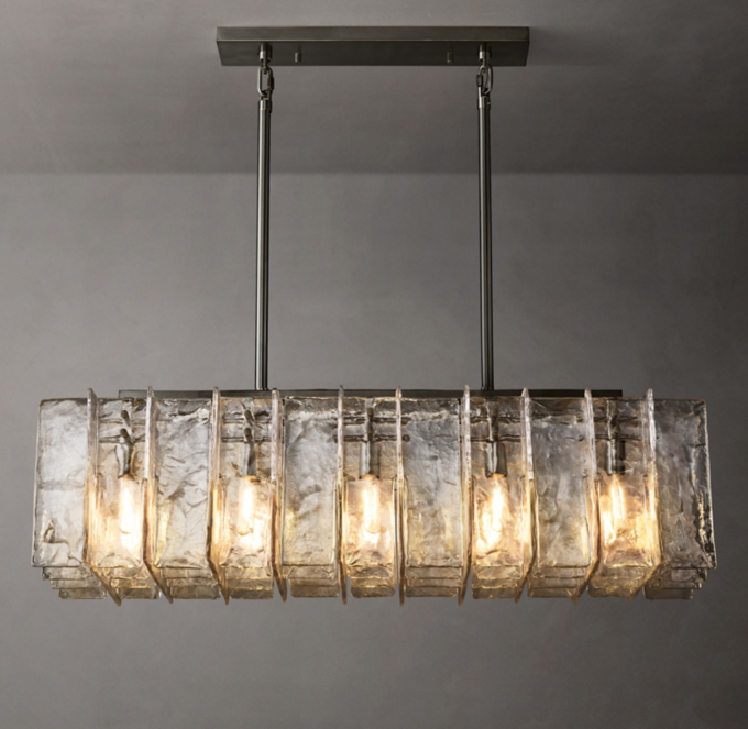 Lattice Clear Glass Rectangular Chandelier 49\"