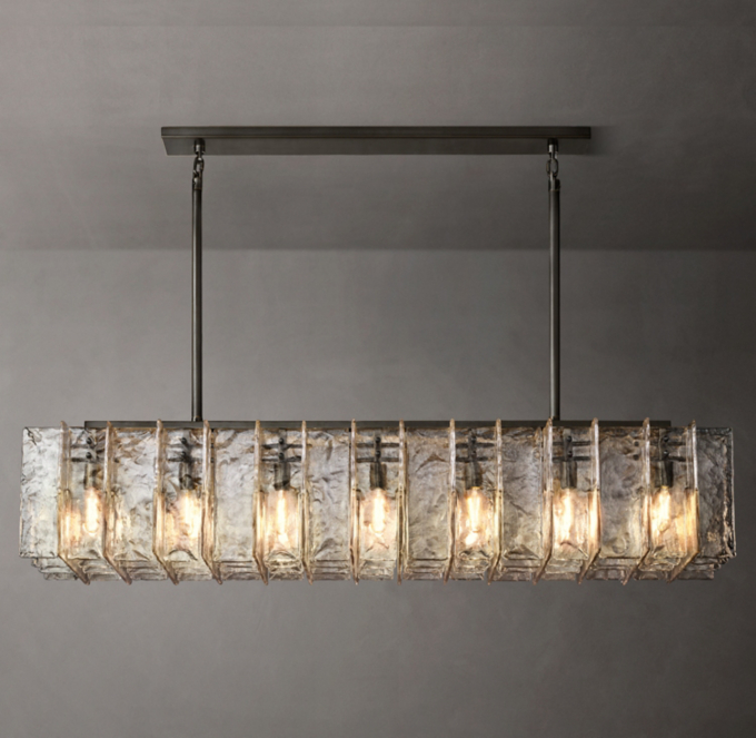 Lattice Clear Glass Rectangular Chandelier 67\"