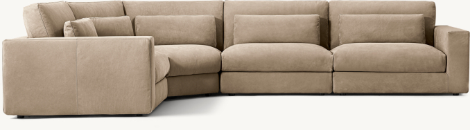 Lugano Modular Leather 4-piece Corner Wedge L-Sectional