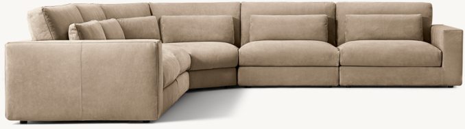 Lugano Modular Leather 5-piece Corner Wedge L-Sectional
