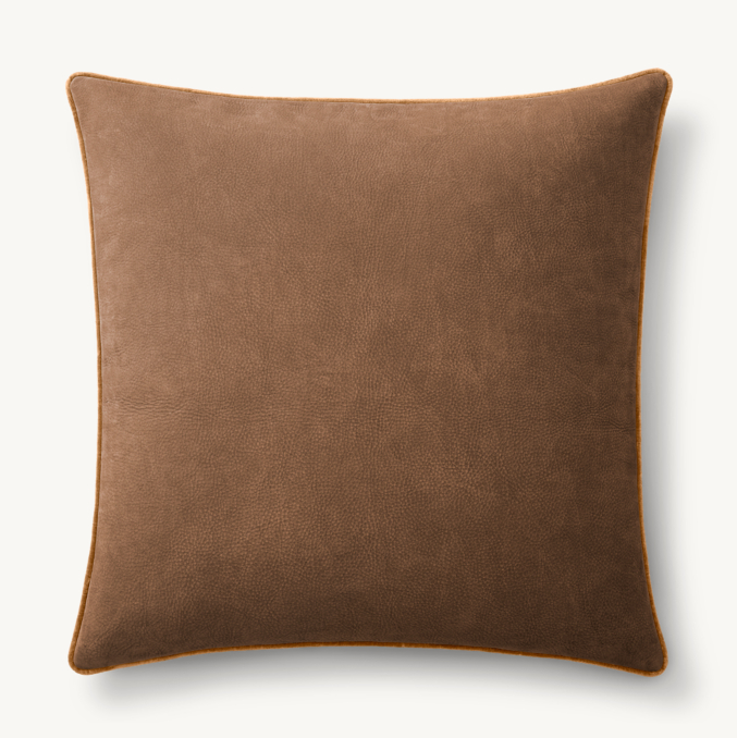 Italian Veneto Leather & Merino Wool Velvet Pillow Cover - Square