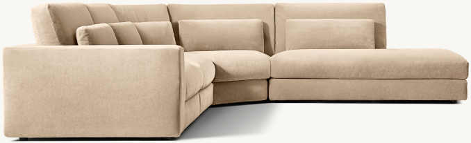 Lugano Modular 4-piece Corner Wedge L-Sectional with Open Chaise