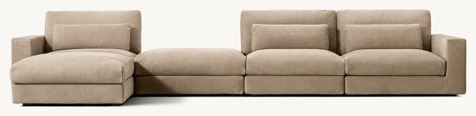 Lugano Modular Leather 5-piece Chaise Sectional with Floating Ottoman