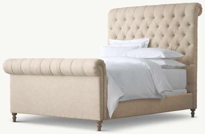 Three Quarter view of Chesterfield Fabric Sleigh Bed With Footboard 