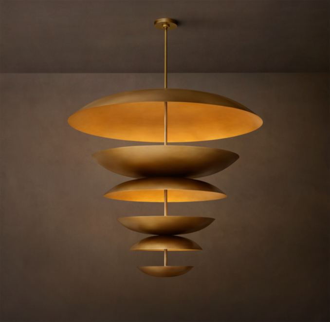48" chandelier shown in Lacquered Burnished Brass.