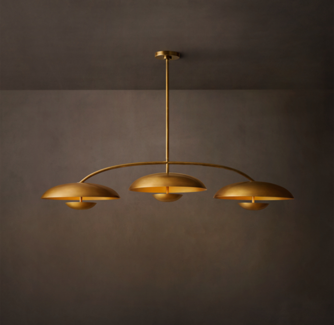 60" chandelier shown in Lacquered Burnished Brass.