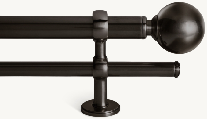 Easton Solid Brass Ball Finial & Double Rod Set