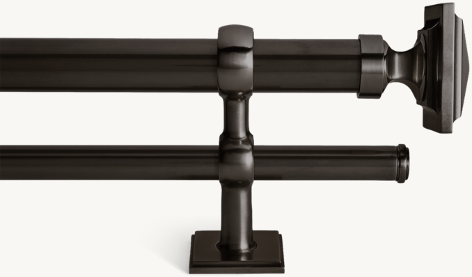 Easton Solid Brass Square Finial & Double Rod Set