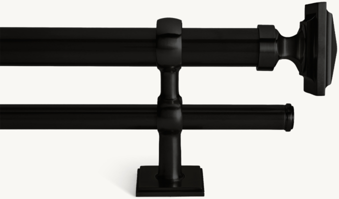 Easton Solid Brass Square Finial & Double Rod Set