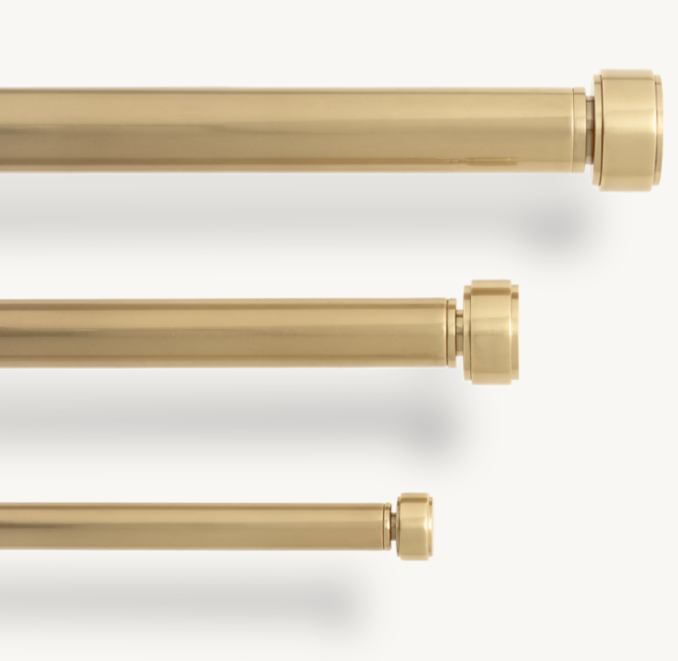 Lambeth Solid Brass Smooth Short Finial & Rod Set