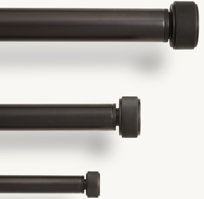 Lambeth Solid Brass Knurled Short Finial & Rod Set