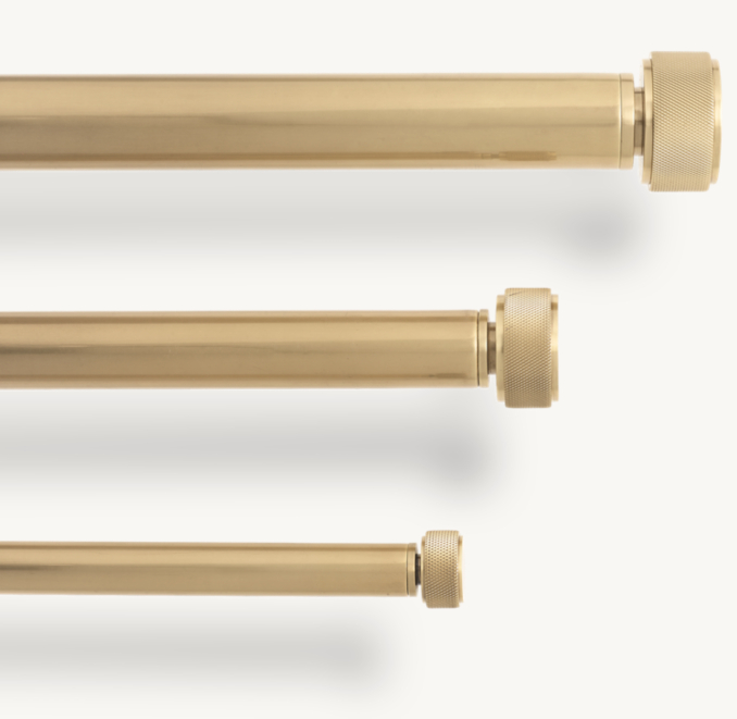 Lambeth Solid Brass Knurled Short Finial & Rod Set