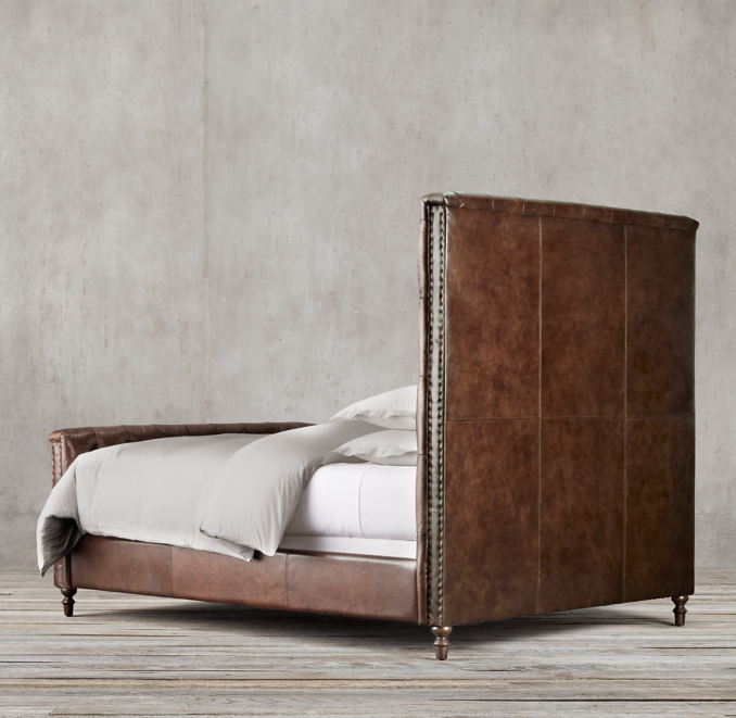 Chesterfield Leather Panel Bed With Footboard