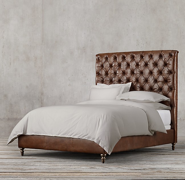 Chesterfield Leather Panel Bed, Restoration Hardware Leather Bed