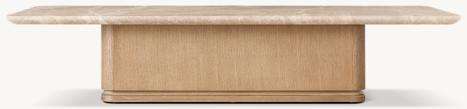Vue de face - Ligné Emperador - Table basse - Chêne clair brossé/Emperador Crème