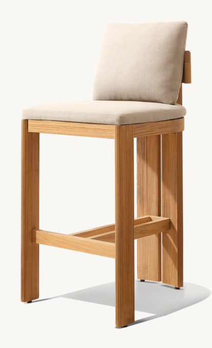 Striata Teak Armless Bar & Counter Stool