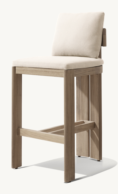 Striata Teak Armless Bar & Counter Stool