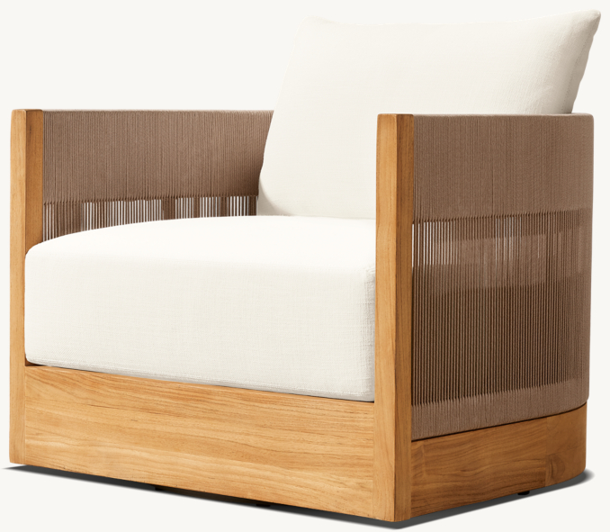 Balmain Rope Teak Swivel Lounge Chair