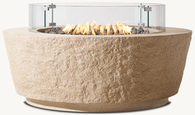 Aynho Fire Table Round Glass Wind Screen