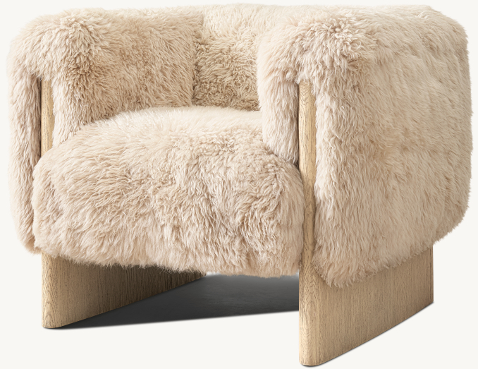Shown in Ivory New Zealand Sheepskin with Greige Oak finish.