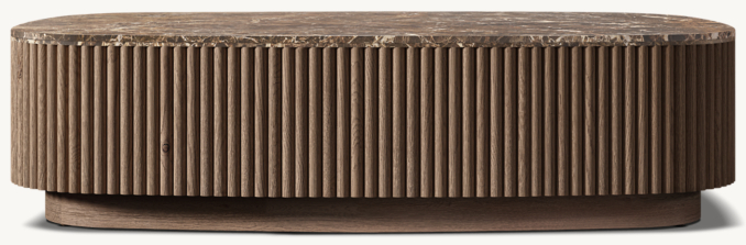 Square table shown in Brown Oak/Brown Emperador Marble.