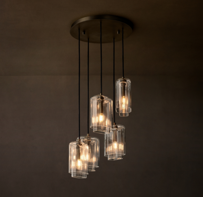 18" chandelier shown in Bronze.