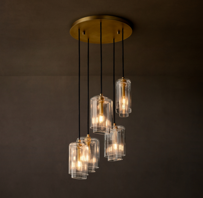 18" chandelier shown in Lacquered Burnished Brass.