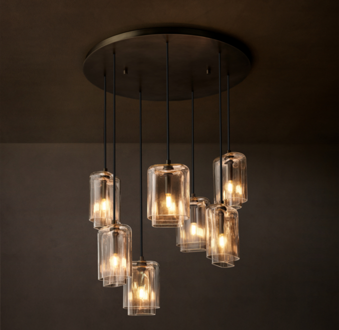 30" chandelier shown in Bronze.