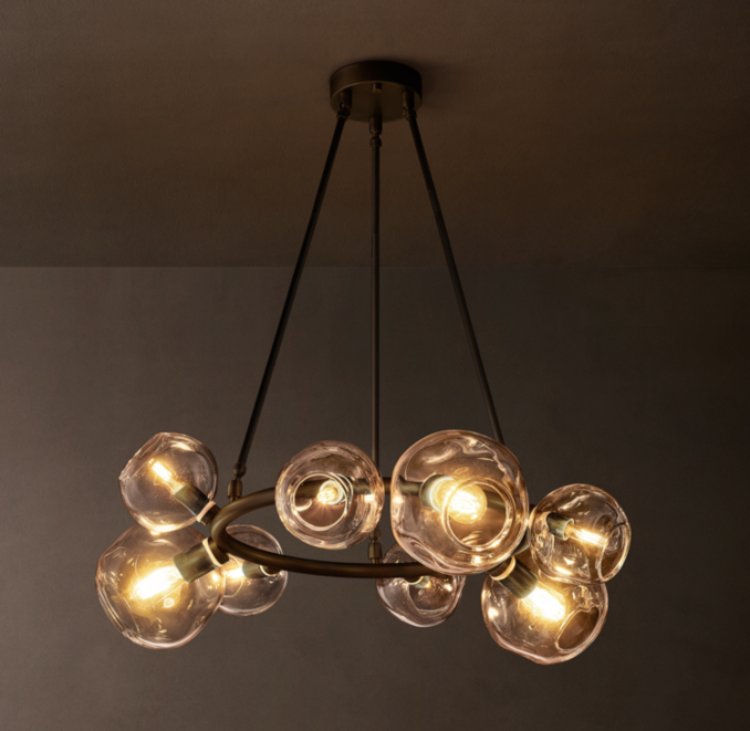 36" chandelier shown in Bronze.