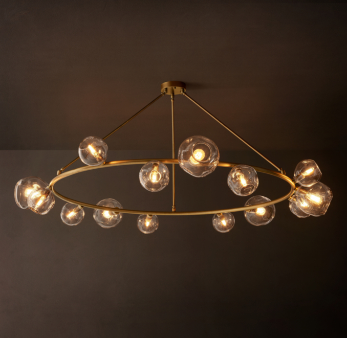 72" chandelier shown in Lacquered Burnished Brass.