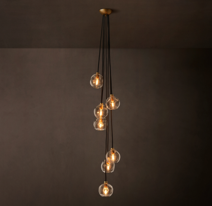 Bubble - Suspension en cascade en verre transparent