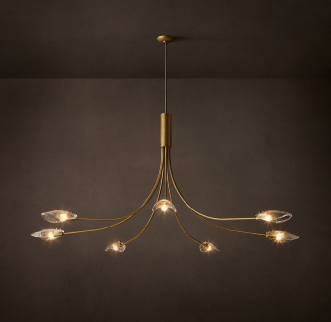 72" chandelier shown in Lacquered Burnished Brass.