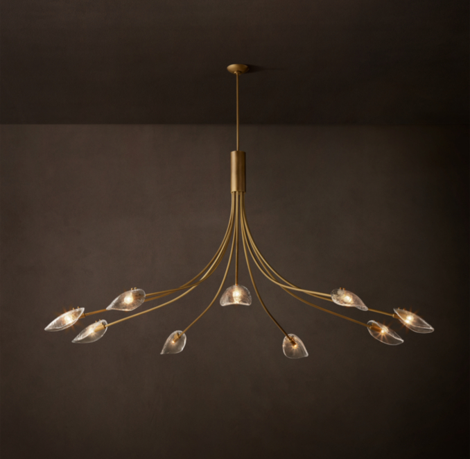 84" chandelier shown in Lacquered Burnished Brass.