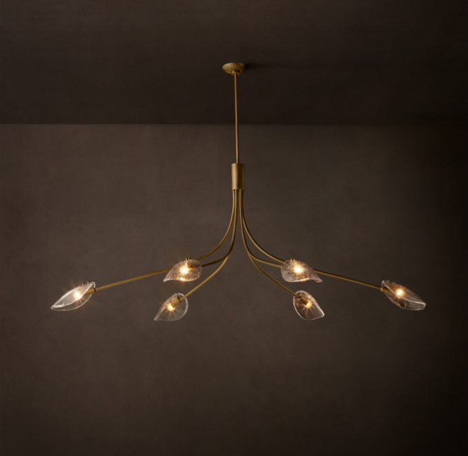 72" chandelier shown in Lacquered Burnished Brass.