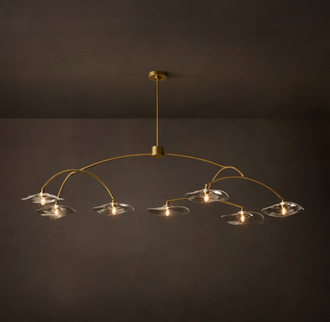 72" chandelier shown in Lacquered Burnished Brass.