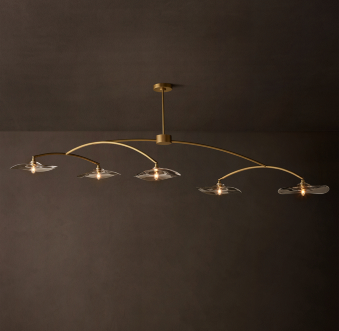 80" chandelier shown in Lacquered Burnished Brass.