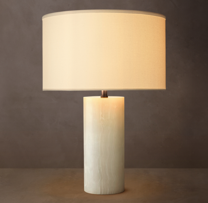 Sarezzo - Lampada da tavolo cilindrica in pietra