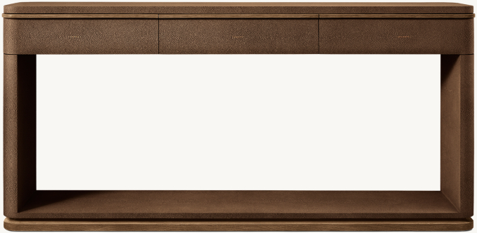 3-drawer console table shown in Mocha Shagreen/Brown Brushed Oak.