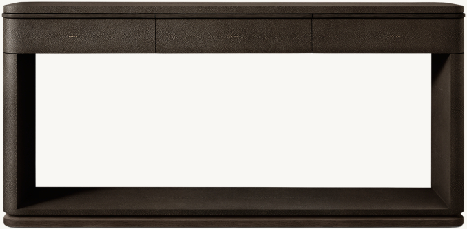 3-drawer console table shown in Ebony Shagreen/Black Brushed Oak.