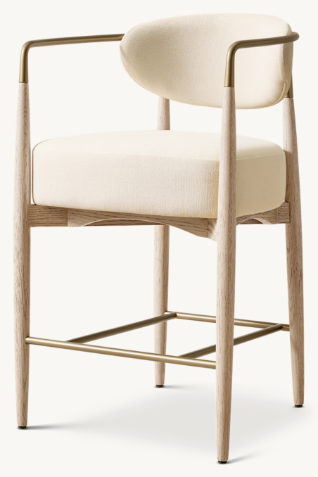 Arno Luxe Fabric Arm Bar & Counter Stool