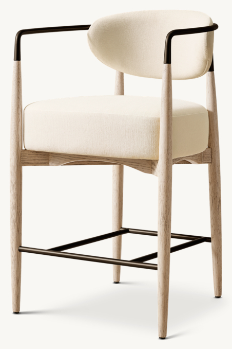 Arno Luxe Fabric Arm Bar & Counter Stool