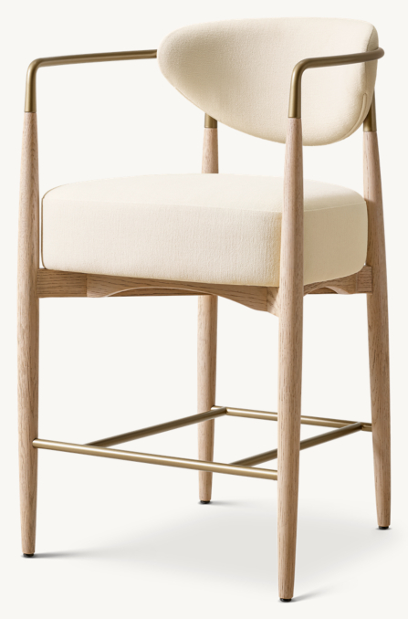 Arno Luxe Fabric Arm Bar & Counter Stool