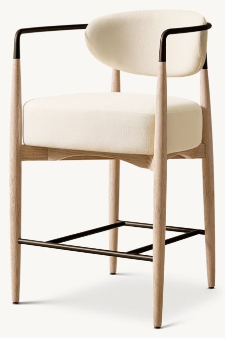 Arno Luxe Fabric Arm Bar & Counter Stool