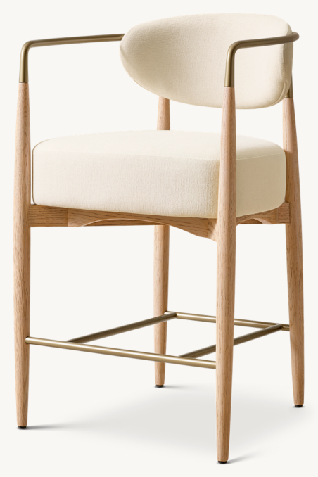 Arno Luxe Fabric Arm Bar & Counter Stool